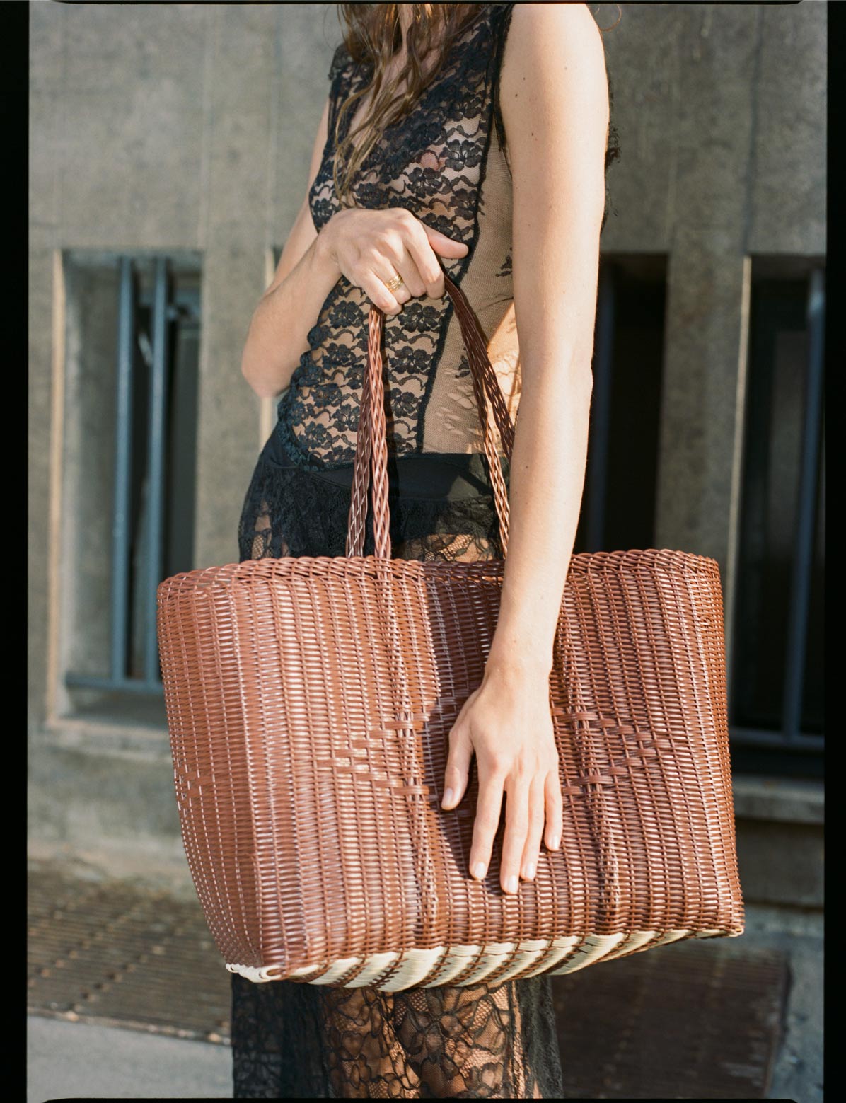 Basket Weave Tote // Chocolate