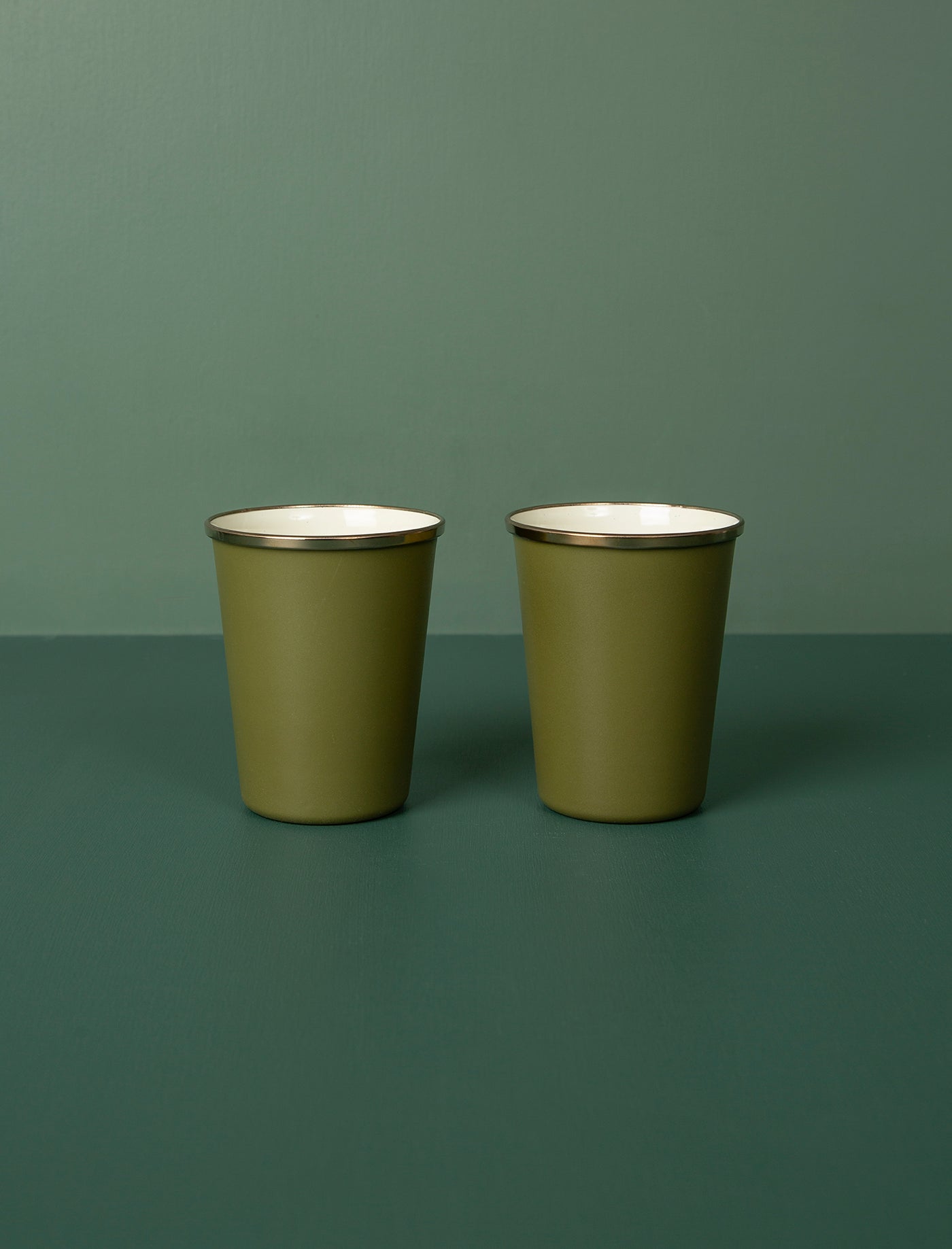 Enamel 2-Tone Tall Cup Set // Olive Drab