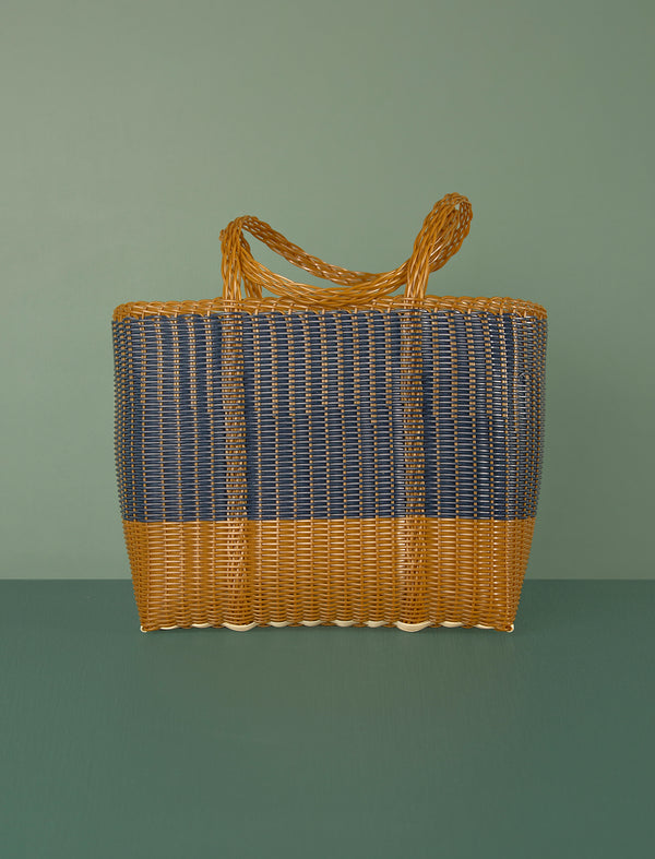 Flat Weave Tote // Midnight Blue & Tobacco