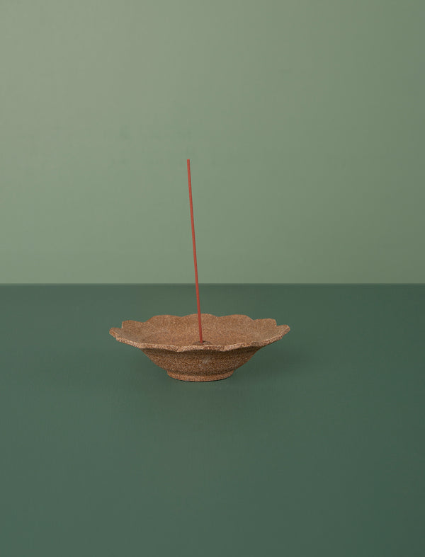 Ceramic Incense Holder Flower // Cocoa