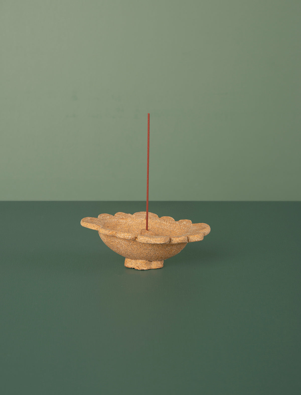 Ceramic Incense Holder Oval Flower // Sand