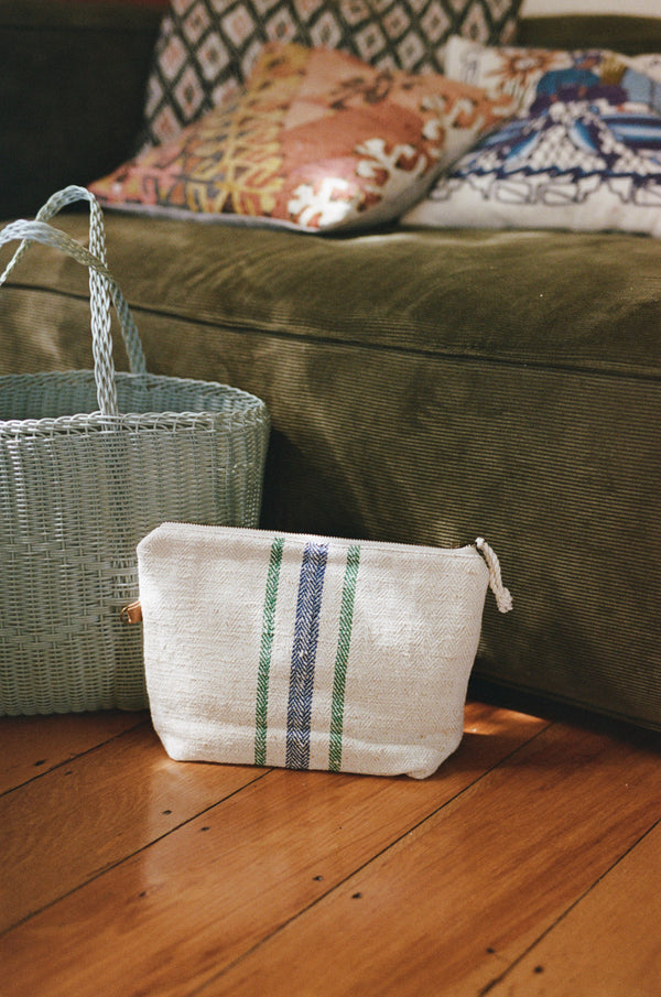 Grain Sack Workers Pouch // Green Blue