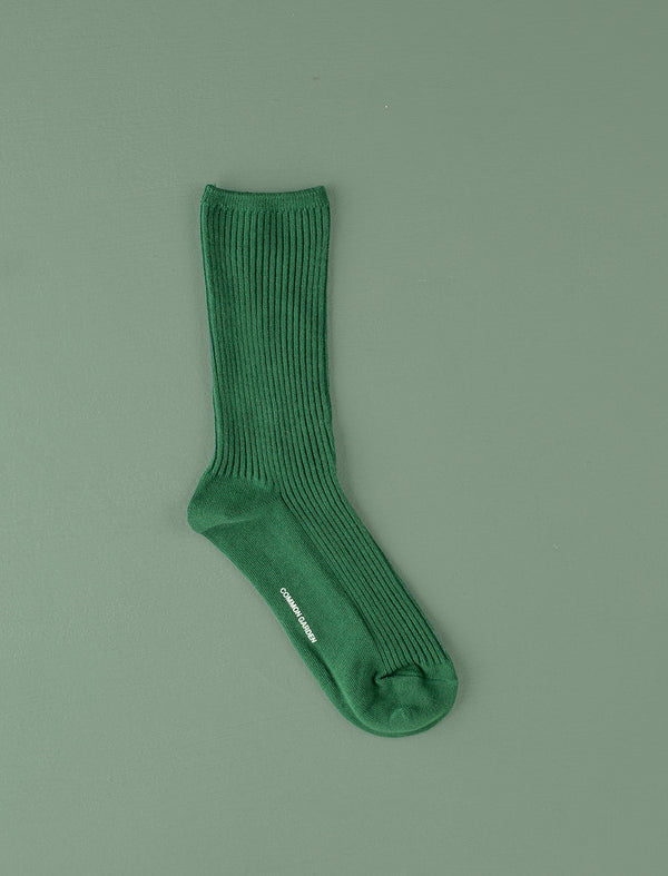 Cotton Ribbed Socks // Forest