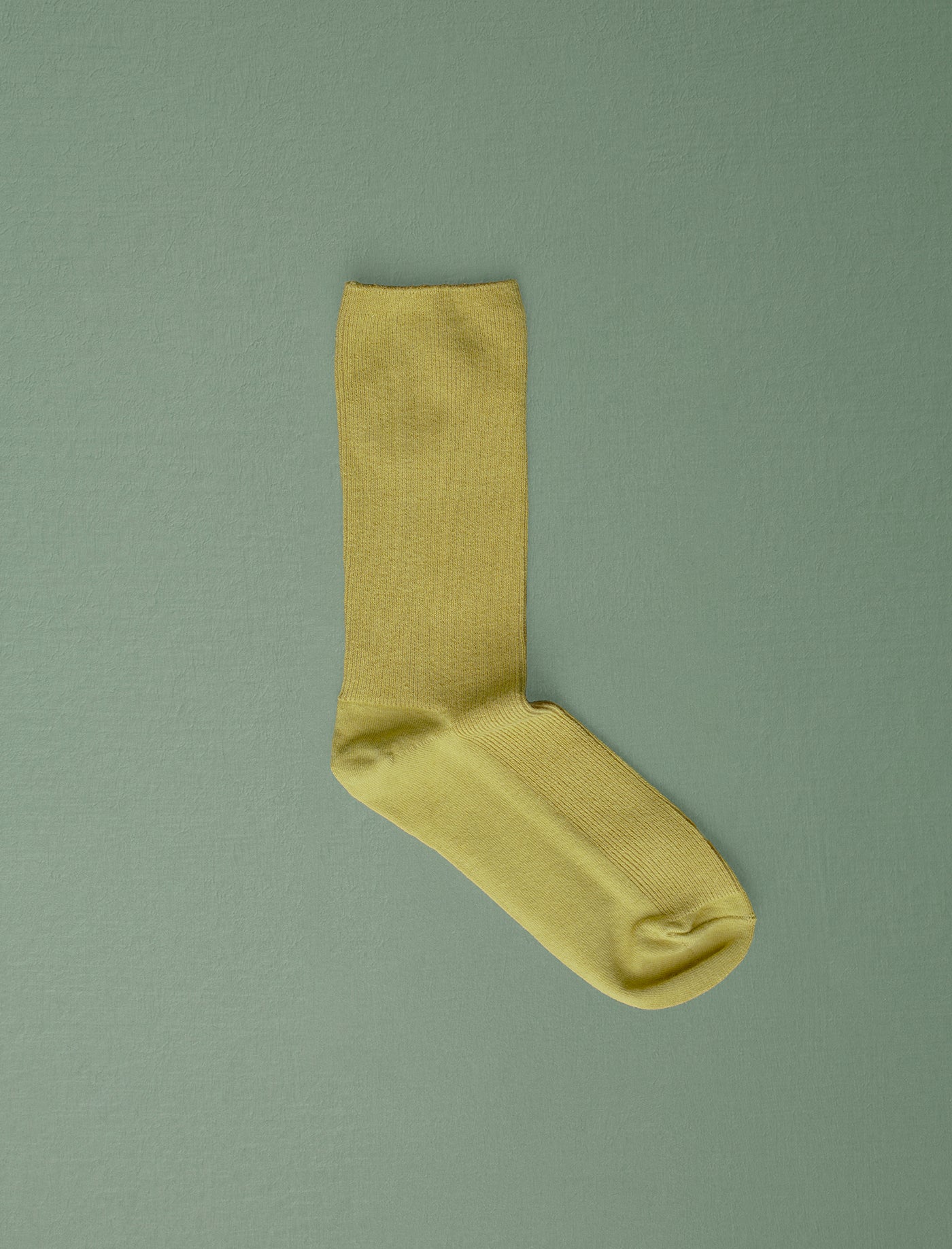 Cotton Fine Ribbed Socks // Golden Moss