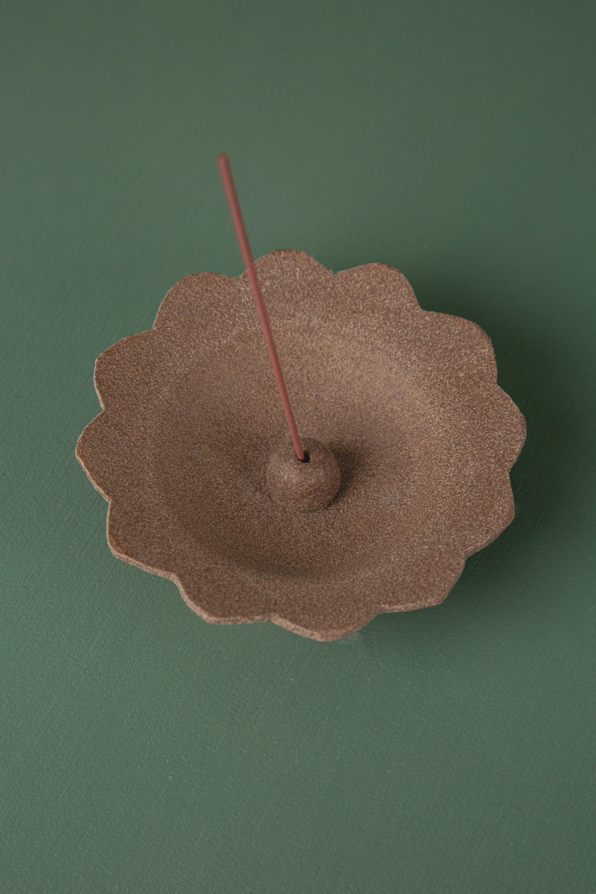 Ceramic Incense Holder Flower // Cocoa