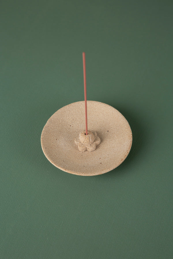Ceramic Incense Holder Round // Stone