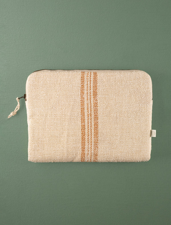 Grain Sack Laptop Sleeve // Camel Stripe