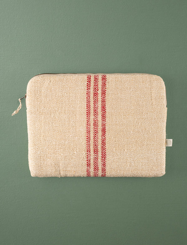 Grain Sack Laptop Sleeve // Red Stripe
