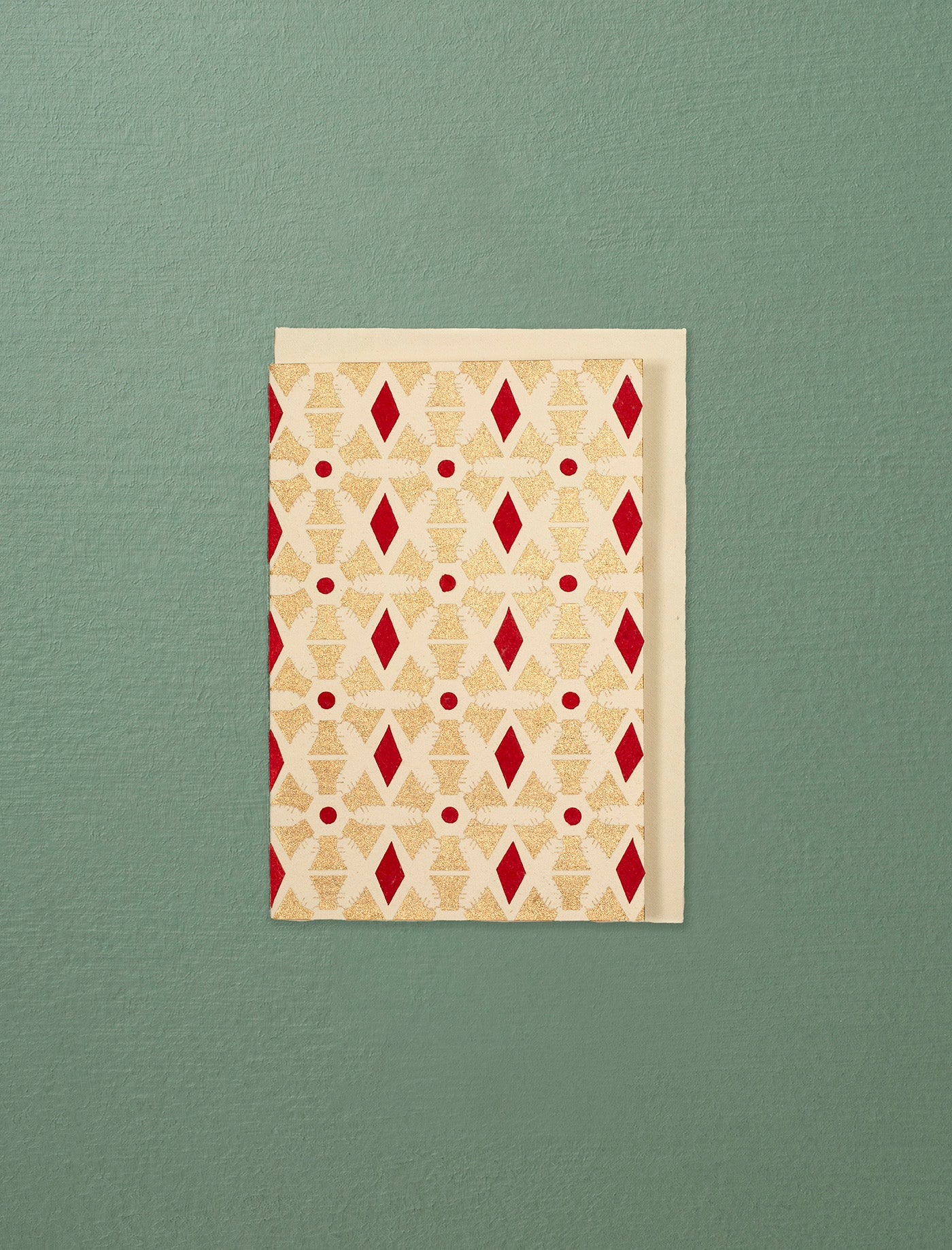 Jute Paper Note Card // Red & Gold