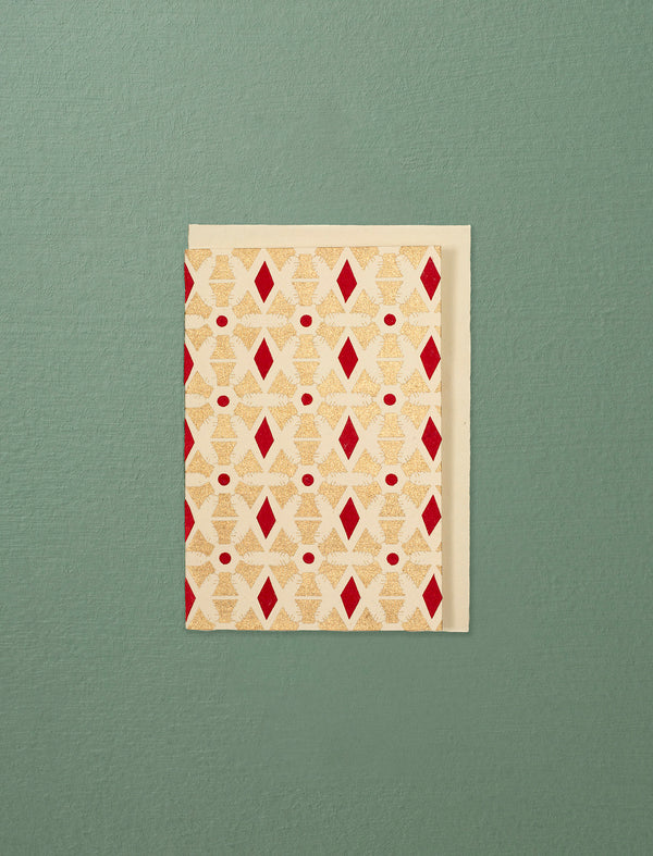 Jute Paper Note Card // Red & Gold
