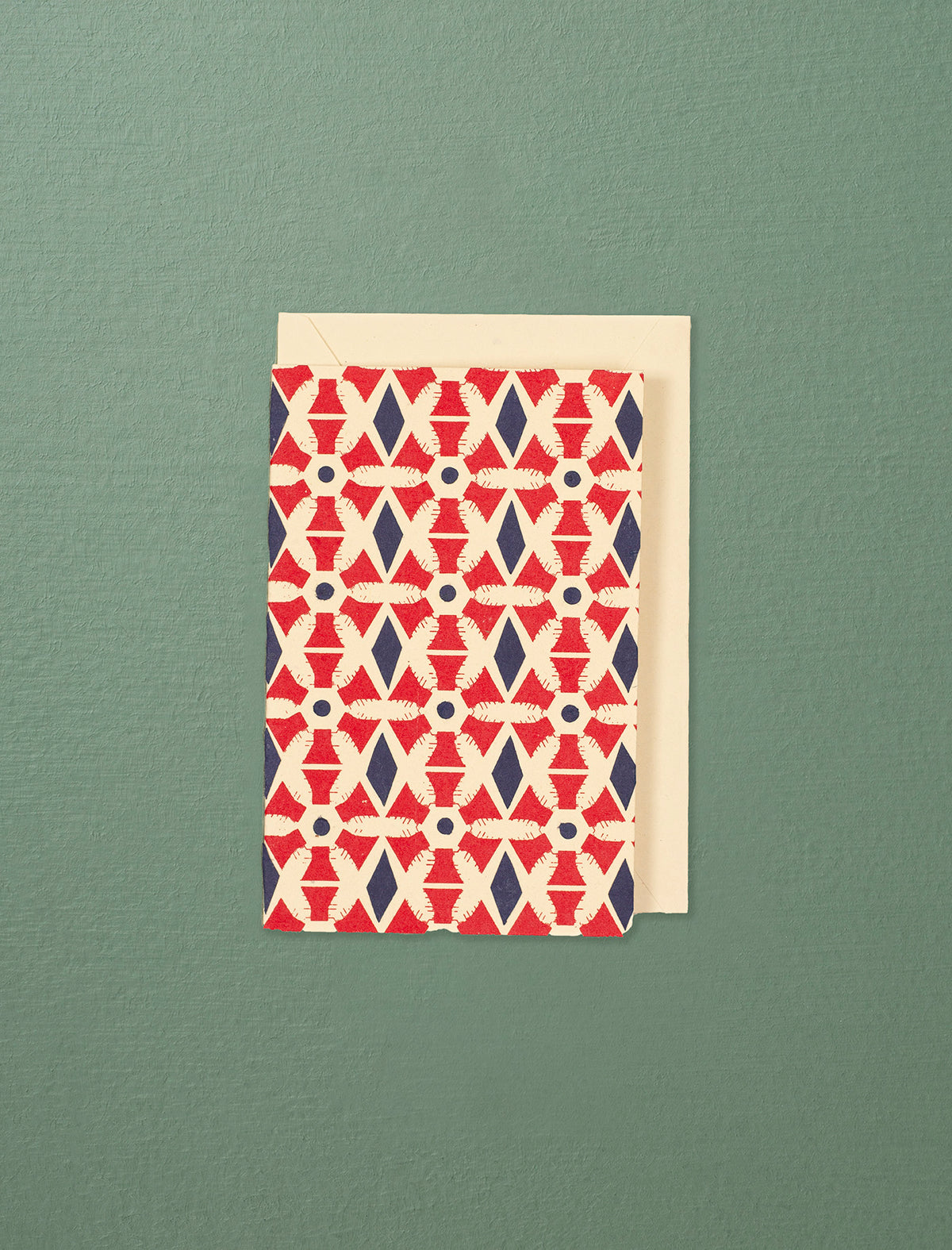 Jute Paper Note Card // Red & Blue