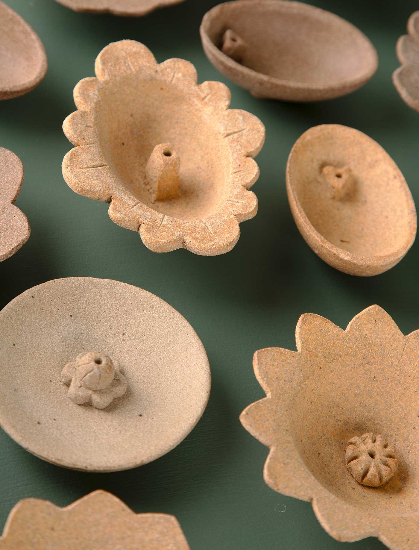 Ceramic Incense Holder Flower // Sand