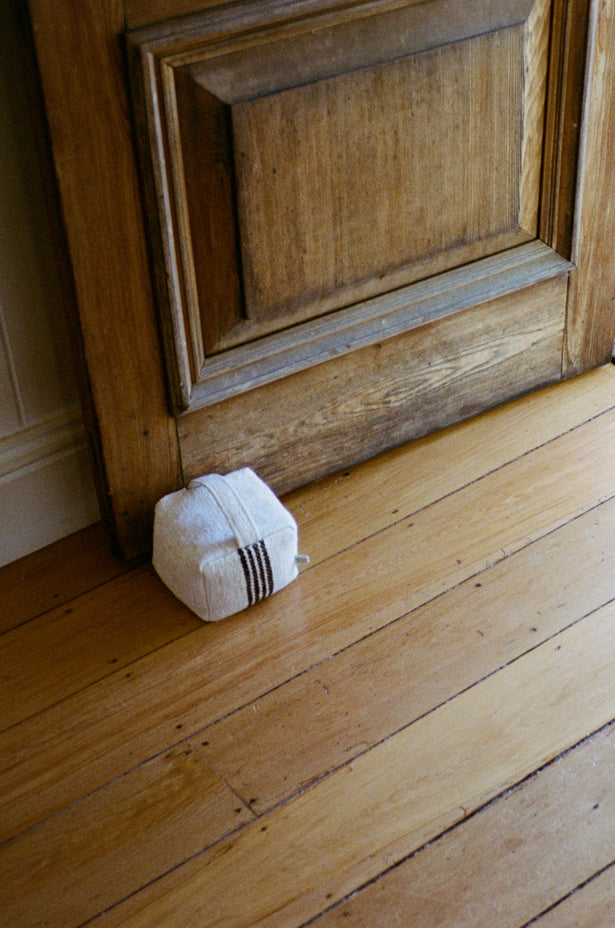 Grain Sack Door Stop // Black Stripe