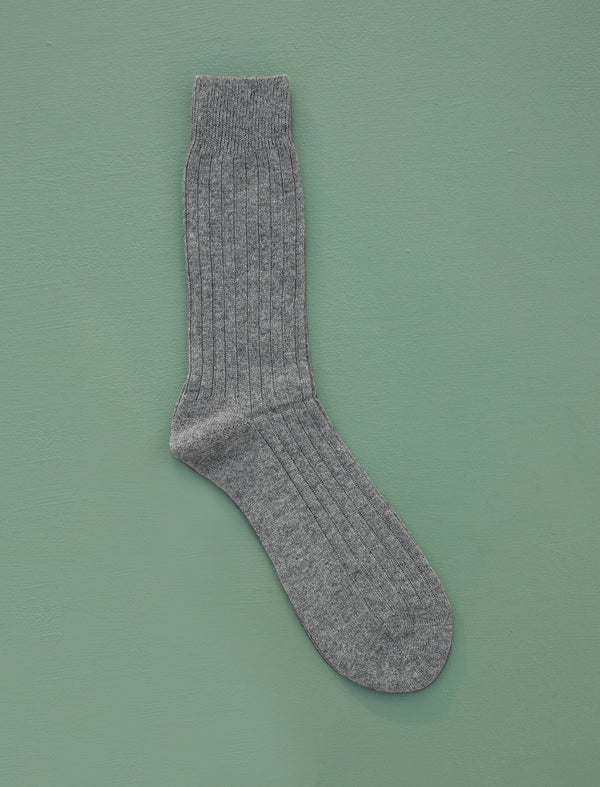 Cashmere Blend Crew Socks // Light Grey