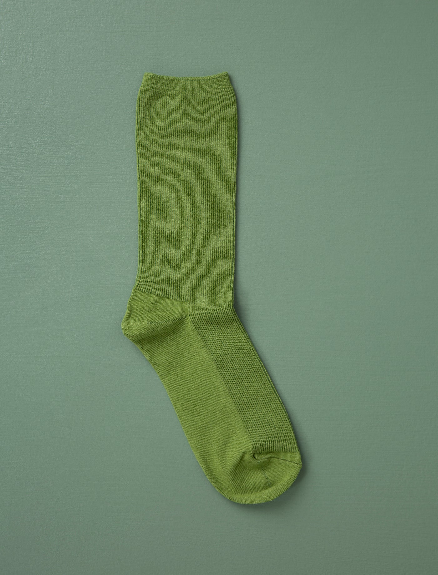 Cotton Fine Ribbed Socks // Green Olive