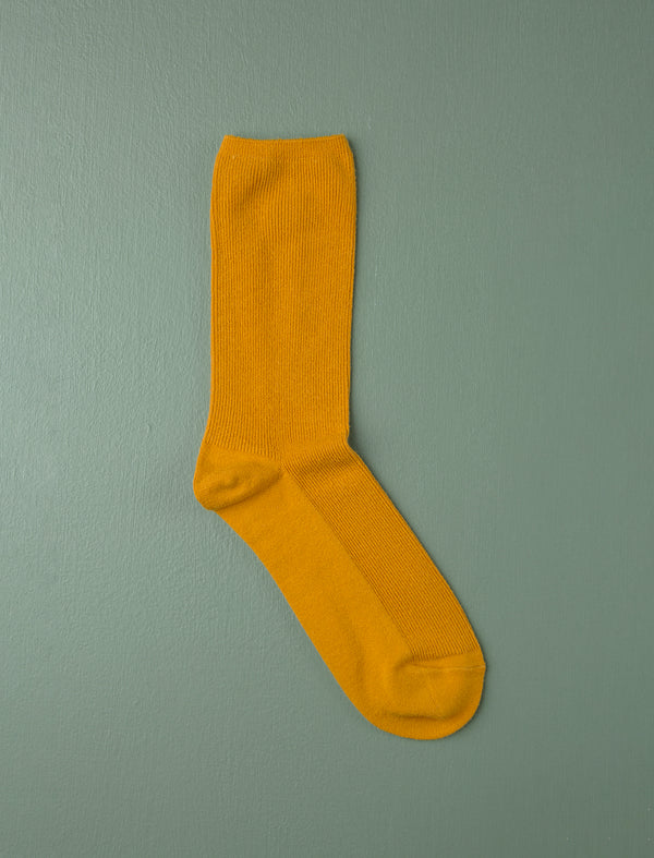 Cotton Fine Ribbed Socks // Mustard