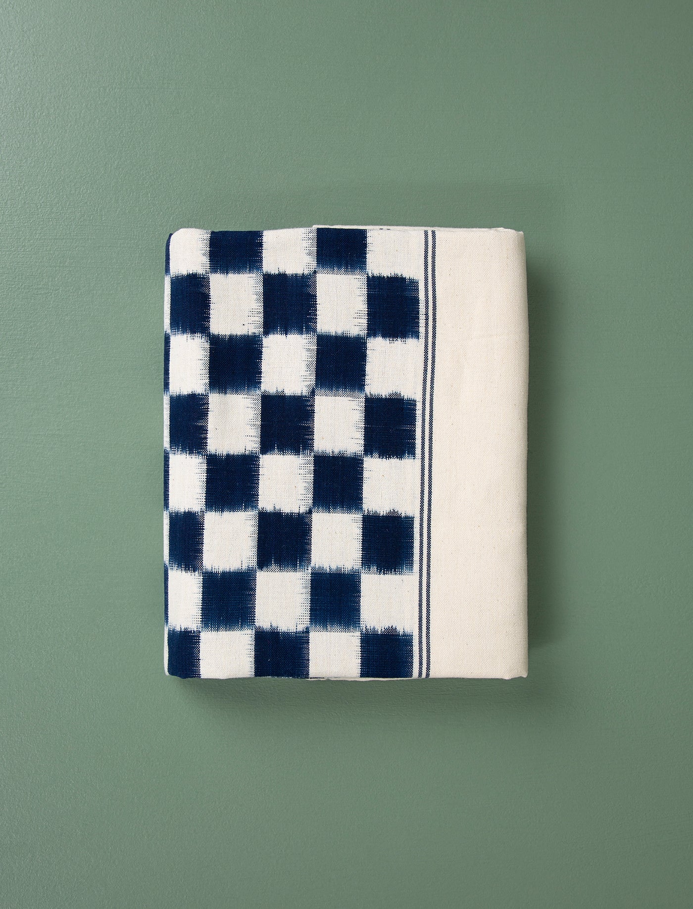 Handwoven Ikat Tablecloth // Navy Check
