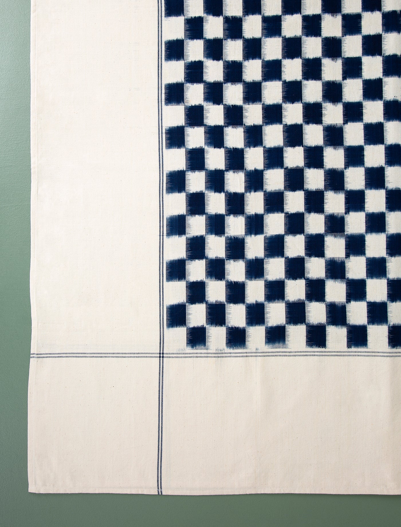 Handwoven Ikat Tablecloth // Navy Check