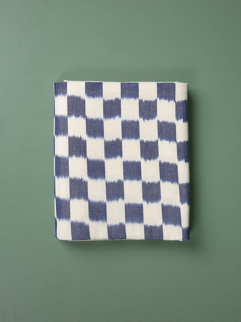 Handwoven Single Ikat Tablecloth // Navy Check