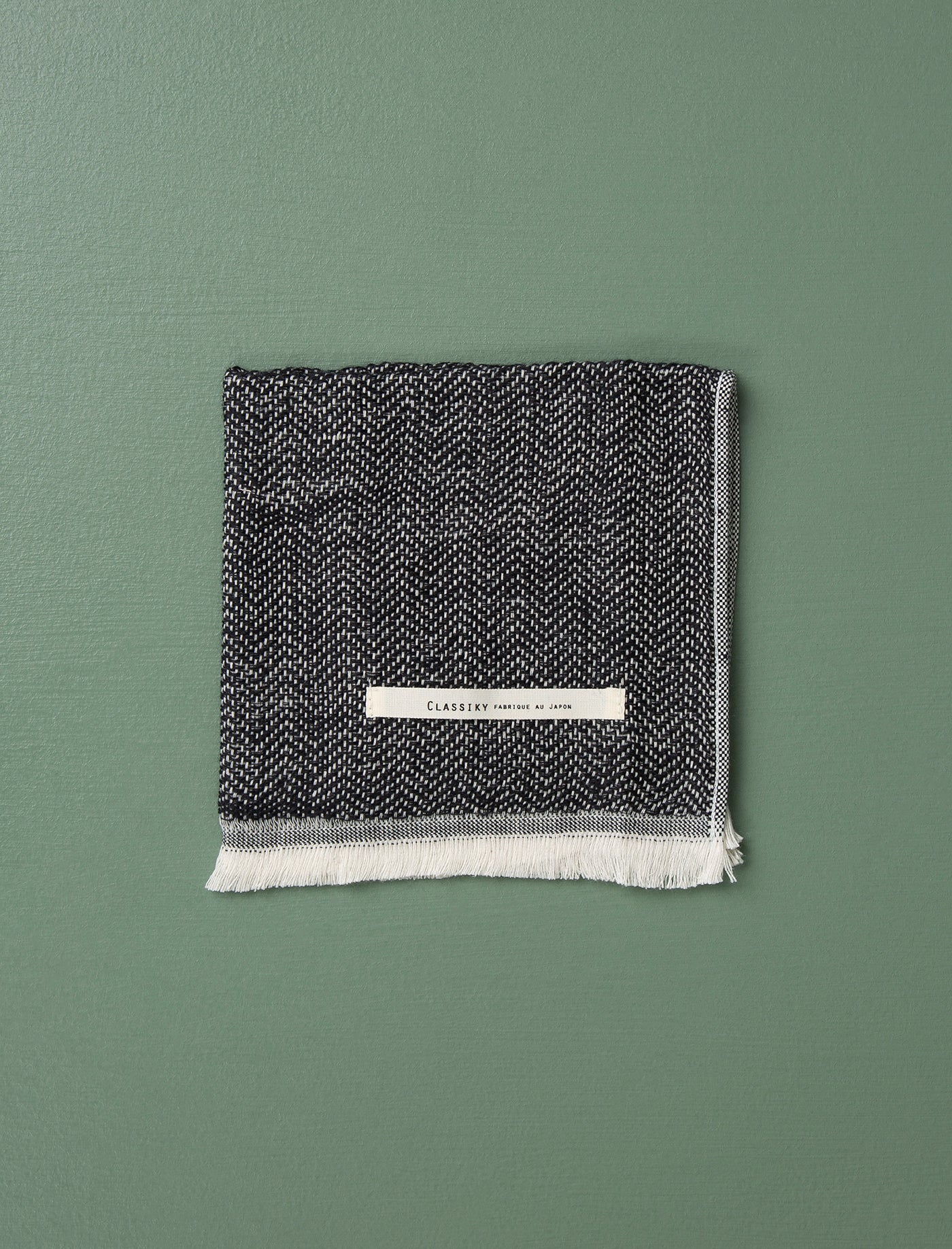 Herringbone Face Towel // Black