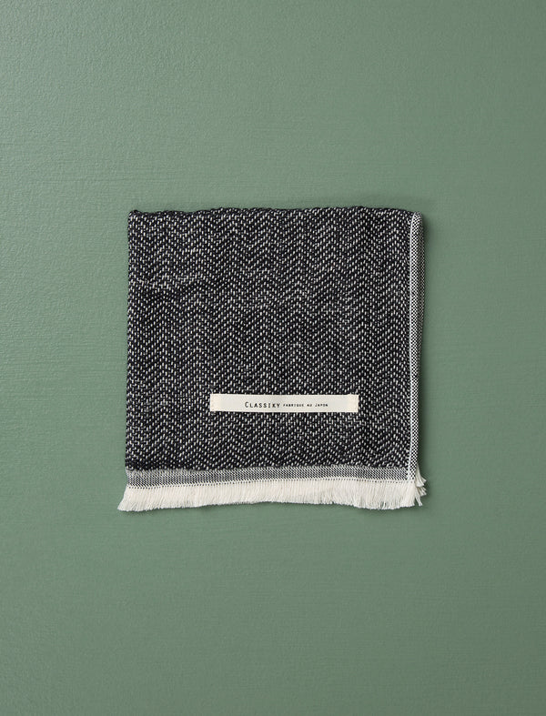 Herringbone Face Towel // Black