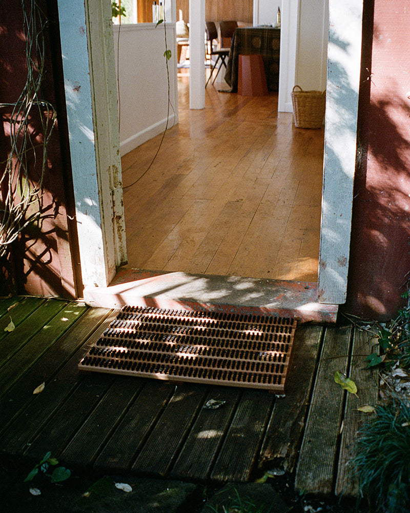 Wooden Doormat with Bristles