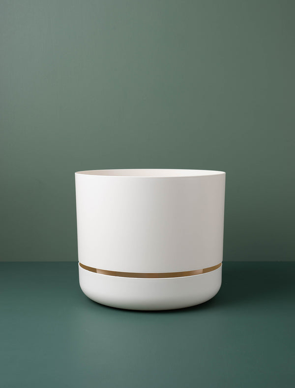 Self Watering Plant Pot // White Linen