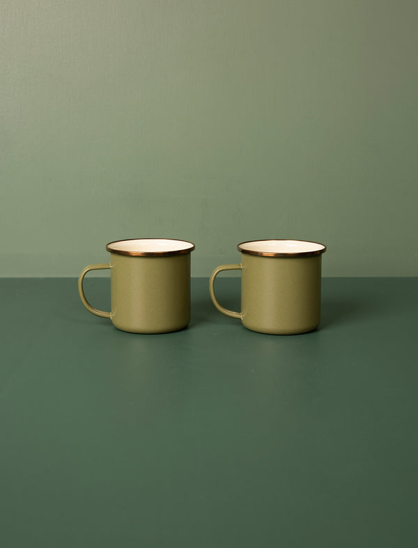 Enamel 2-Tone Mug Set // Olive Drab