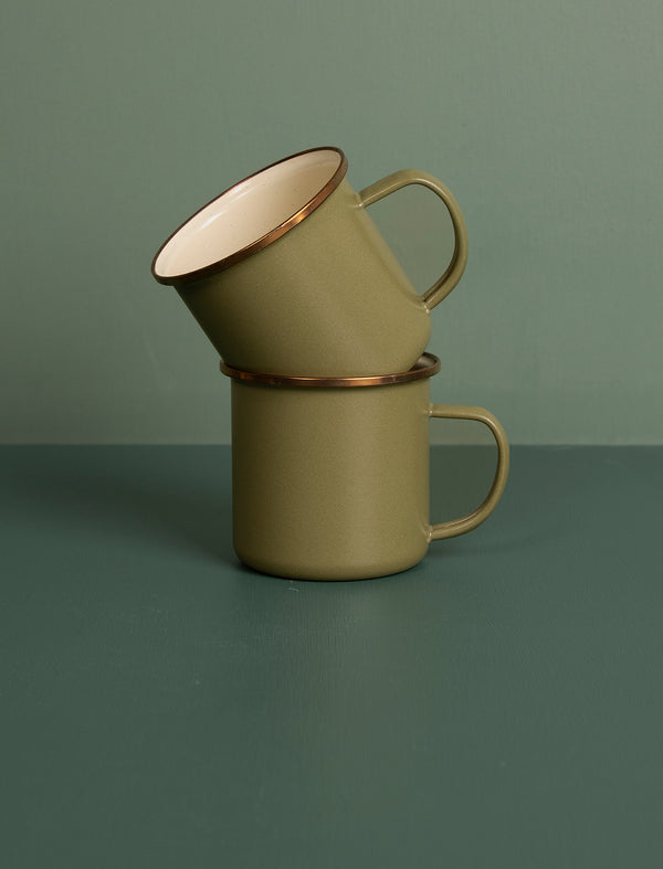 Enamel 2-Tone Mug Set // Olive Drab