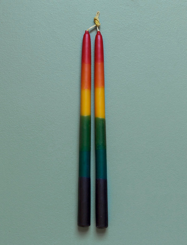 Rainbow Taper Candles // Joined Wick