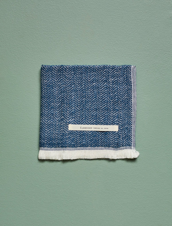 Herringbone Face Towel // Blue