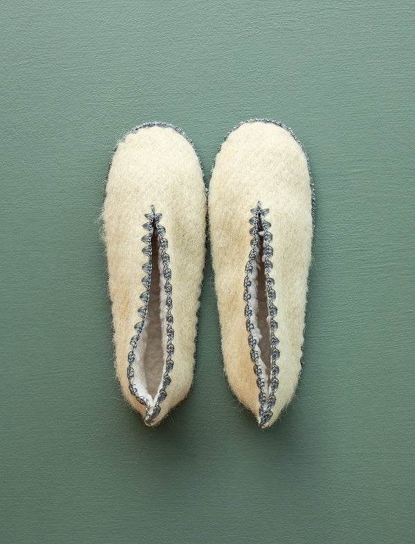 Closed Back Woollen Slippers // Cream 36-41